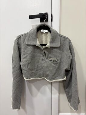 L’Academie Cropped Grey Long Sleeve Polo